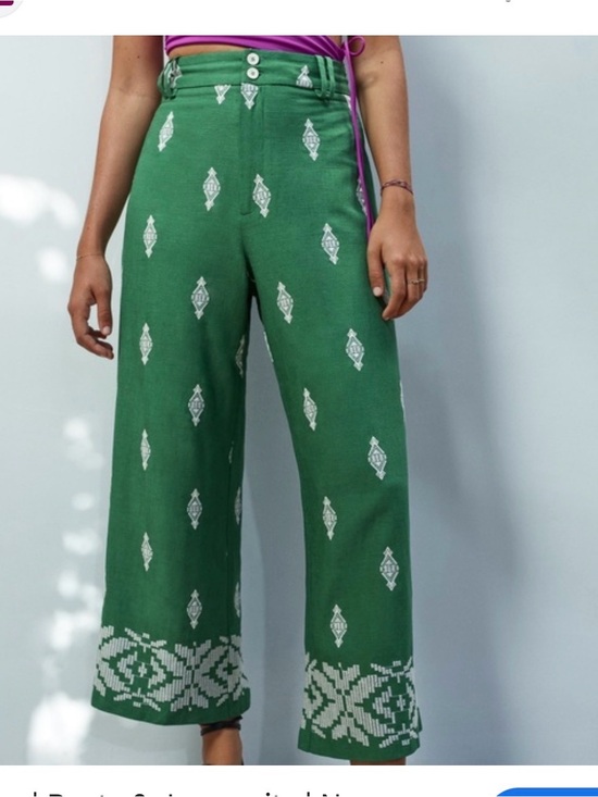 Zara Pants - Zara Embroidered Linen Wide Leg Pants S Cottagecore Boho Euro Summer Clean Girl